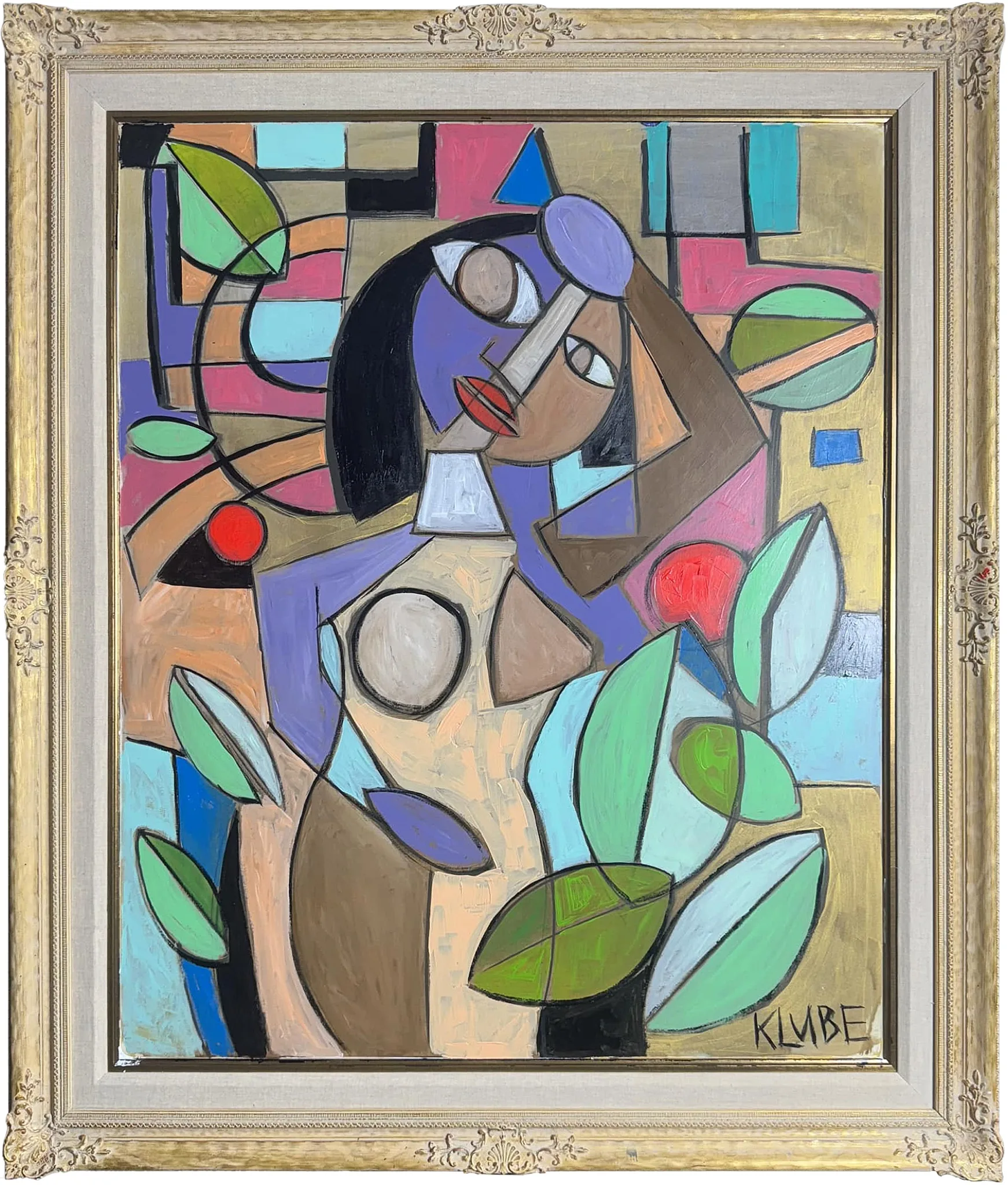 Painting by Karl Lubbering depicting a woman broken into abstract planes.